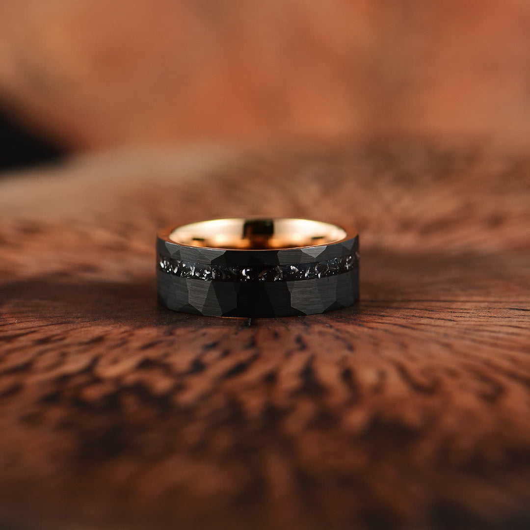 Bague en Carbure de Tungstène Tourmaline Noire 8 mm