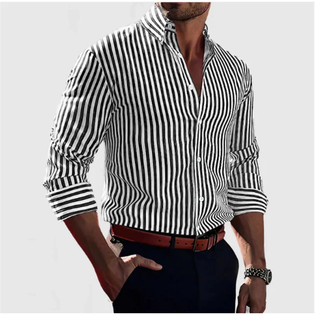 Chemise Tissée Rayée pour Homme | Style Estival Décontracté Chic
