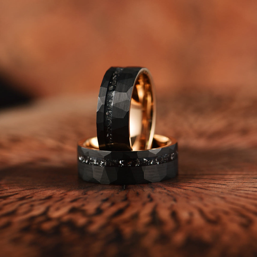 Bague en Carbure de Tungstène Tourmaline Noire 8 mm