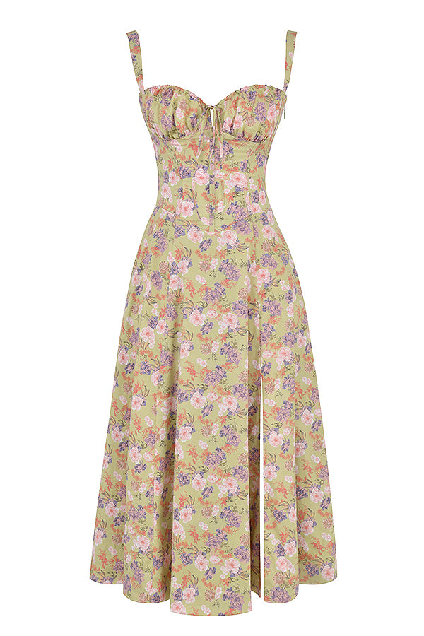 Robe bustier fleurie femme | Coupe cintrée à la taille