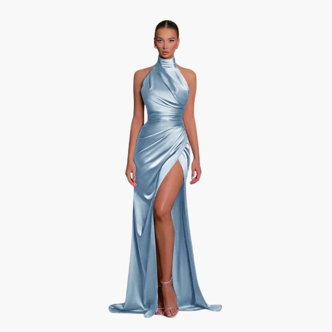 Robe de soirée style satin pour femme | Robe maxi élégante de gala