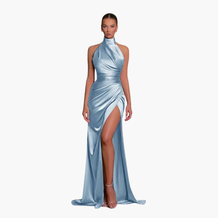 Robe de soirée style satin pour femme | Robe maxi élégante de gala
