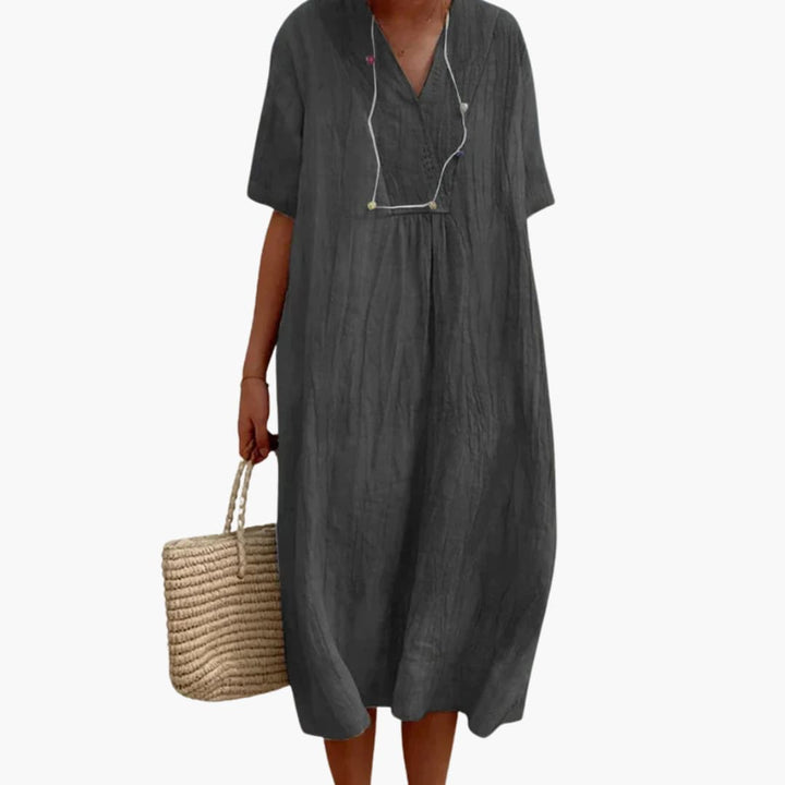 Ladies Boho V-Neck Dress | Casual Loose Summer Dress