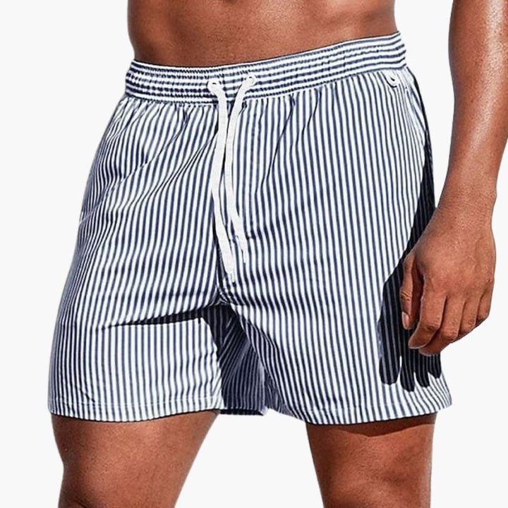 Shorts de bain rayés pour homme | Shorts de bain à taille élastique