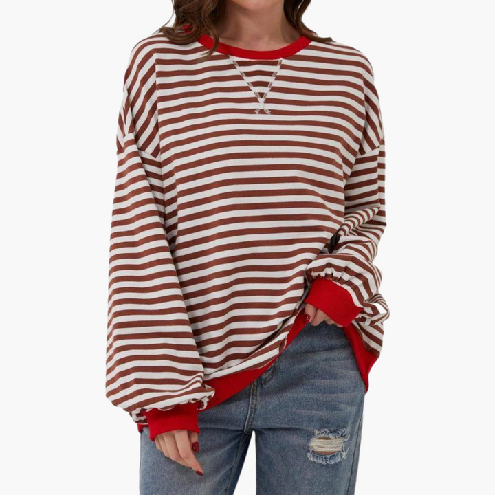 Dámská oversized pruhovaná mikina | Uvolněný dlouhý pulovr