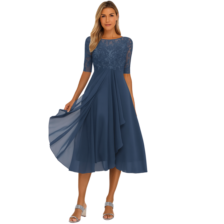 Robe midi en chiffon style blond pour femme | Vêtements de cérémonie