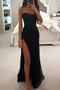 Robe de soirée à bretelles spaghetti femme | Fente haute longueur au sol