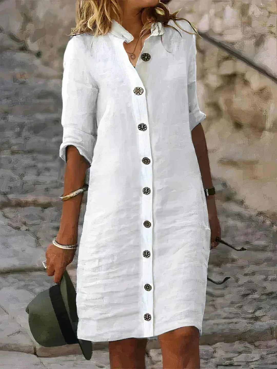 Robe midi en lin pour femme | Coupe décontractée d'été