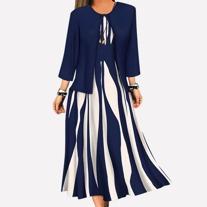 Ensemble robe deux pièces imprimé pour femme | Blouse et jupe