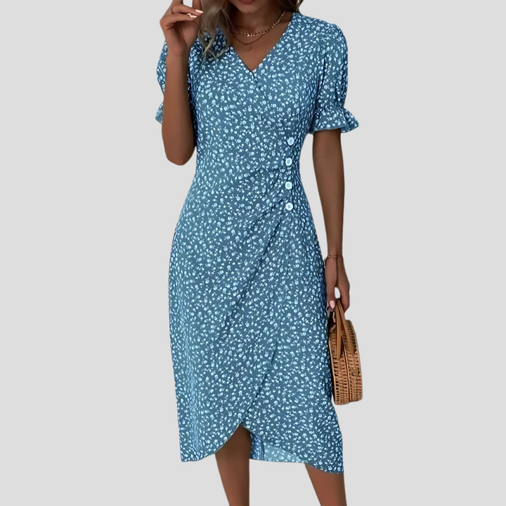 Robe midi Dame Blomster | Imprimé estival élégant