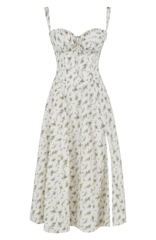 Robe bustier fleurie femme | Coupe cintrée à la taille