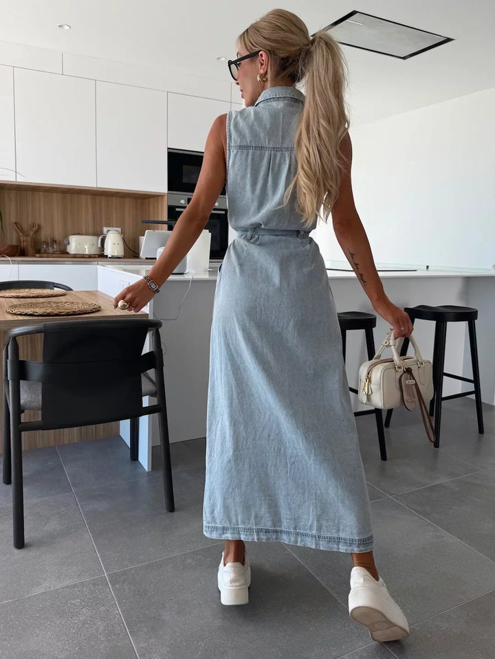 Robe maxi en denim pour femme | Garde-robe décontractée quotidienne essentielle