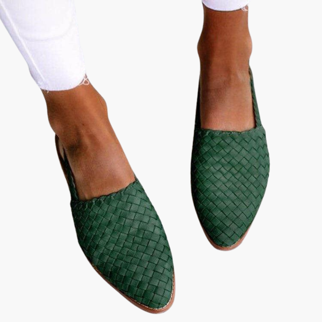 Dame Flettet Læderstil Slingbacks | Flad Sommersandaler