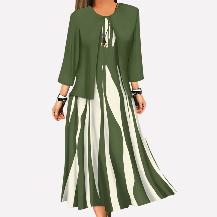 Ensemble robe deux pièces imprimé pour femme | Blouse et jupe