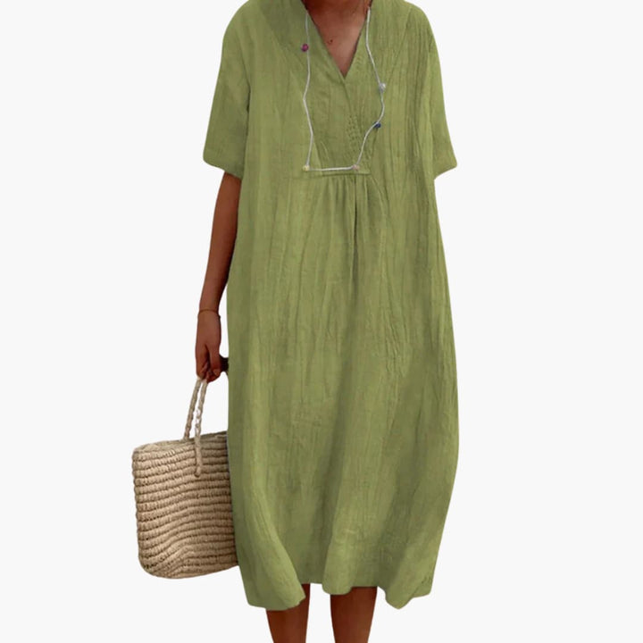 Ladies Boho V-Neck Dress | Casual Loose Summer Dress