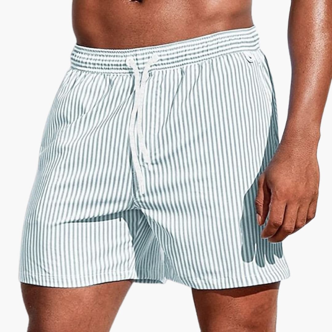 Shorts de bain rayés pour homme | Shorts de bain à taille élastique