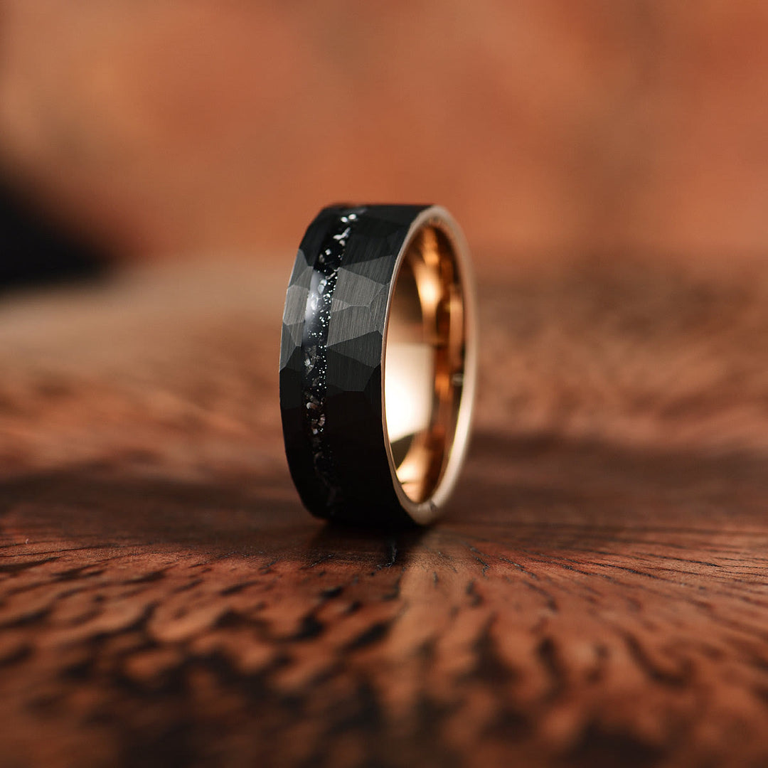 Bague en Carbure de Tungstène Tourmaline Noire 8 mm