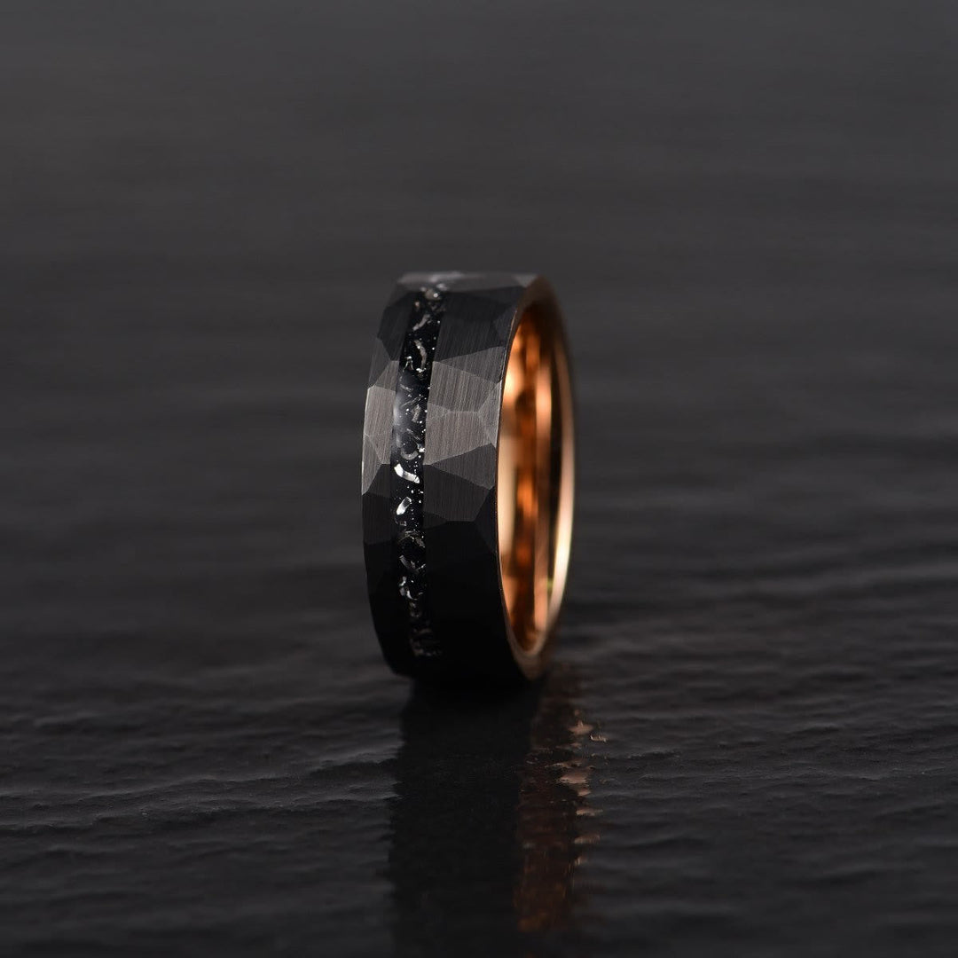 Bague en Carbure de Tungstène Tourmaline Noire 8 mm