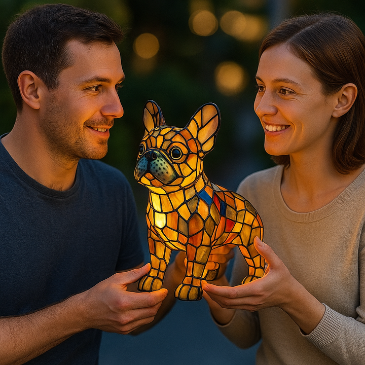 Ruční barvená skleněná lampa pro psy | Světlo pro milovníky psů