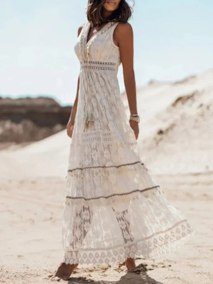 Robe maxi bohème pour femme | Style blond avec manches évasées