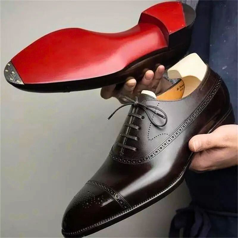 Herre Læder Oxford Brogue Sko | Klassisk Stil