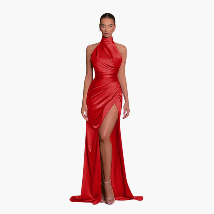 Robe de soirée style satin pour femme | Robe maxi élégante de gala