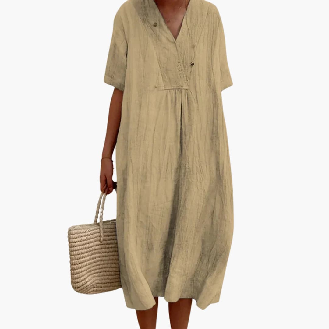 Ladies Boho V-Neck Dress | Casual Loose Summer Dress