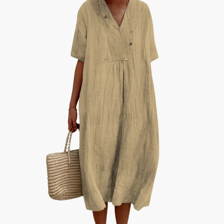Ladies Boho V-Neck Dress | Casual Loose Summer Dress