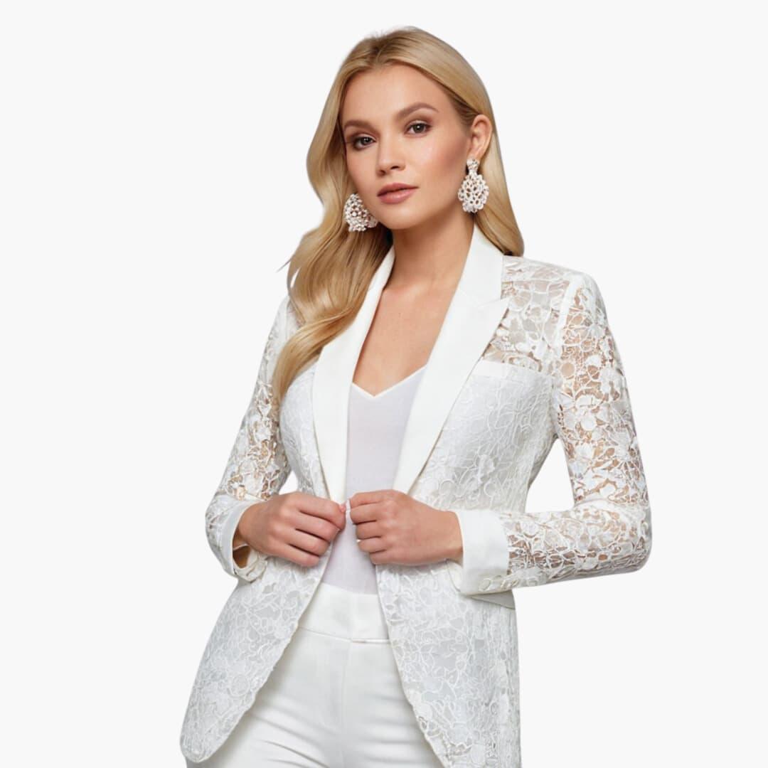 Dame Blonderblazer | Elegancka Kwiatowa Marynarka