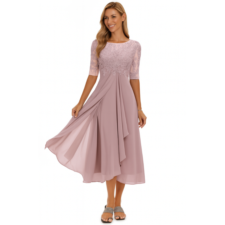 Robe midi en chiffon style blond pour femme | Vêtements de cérémonie