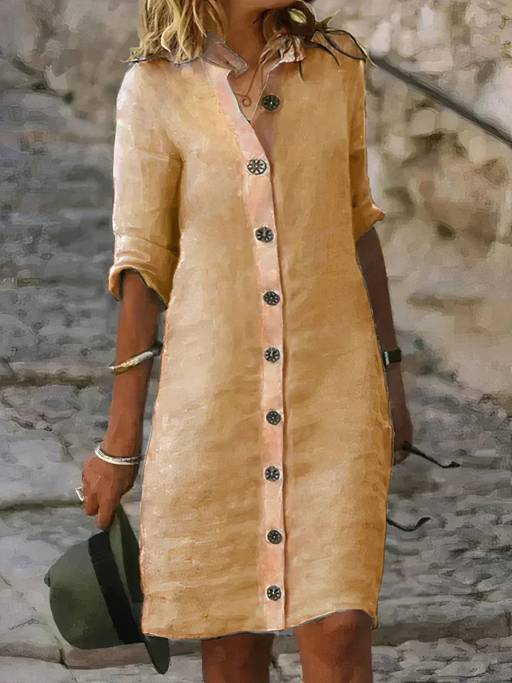 Robe midi en lin pour femme | Coupe décontractée d'été
