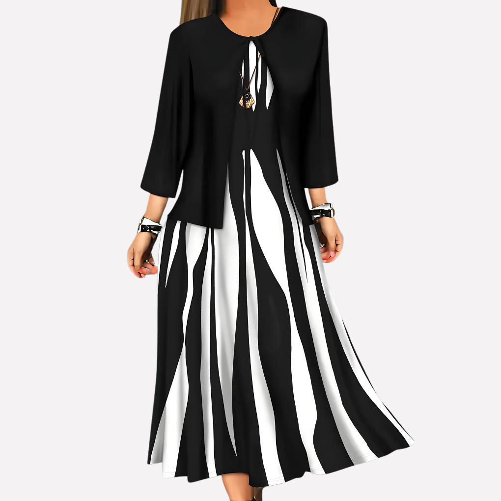 Ensemble robe deux pièces imprimé pour femme | Blouse et jupe
