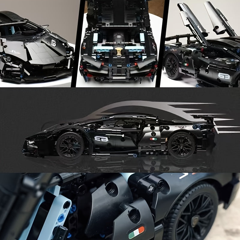 Kit de construction voiture de sport noire | Maquette de voiture de course