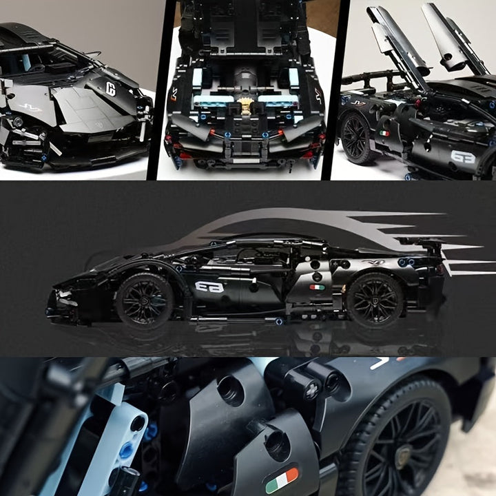 Kit de construction voiture de sport noire | Maquette de voiture de course