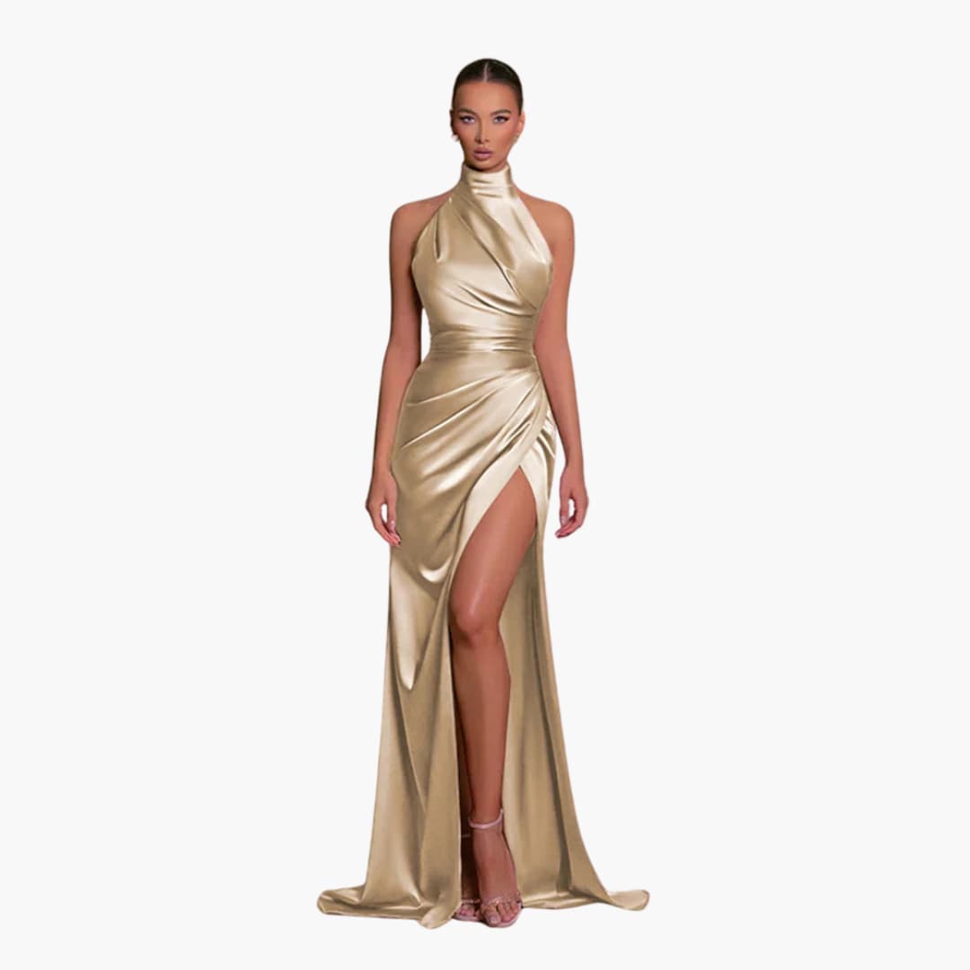 Robe de soirée style satin pour femme | Robe maxi élégante de gala