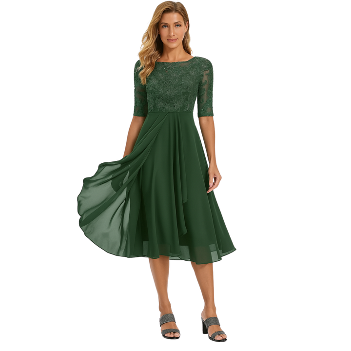Robe midi en chiffon style blond pour femme | Vêtements de cérémonie