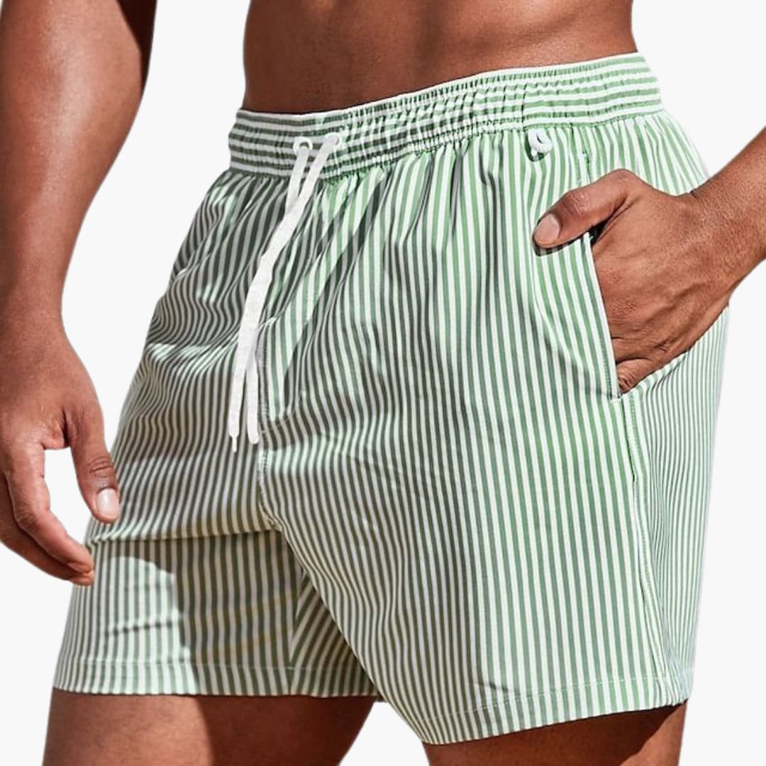 Shorts de bain rayés pour homme | Shorts de bain à taille élastique