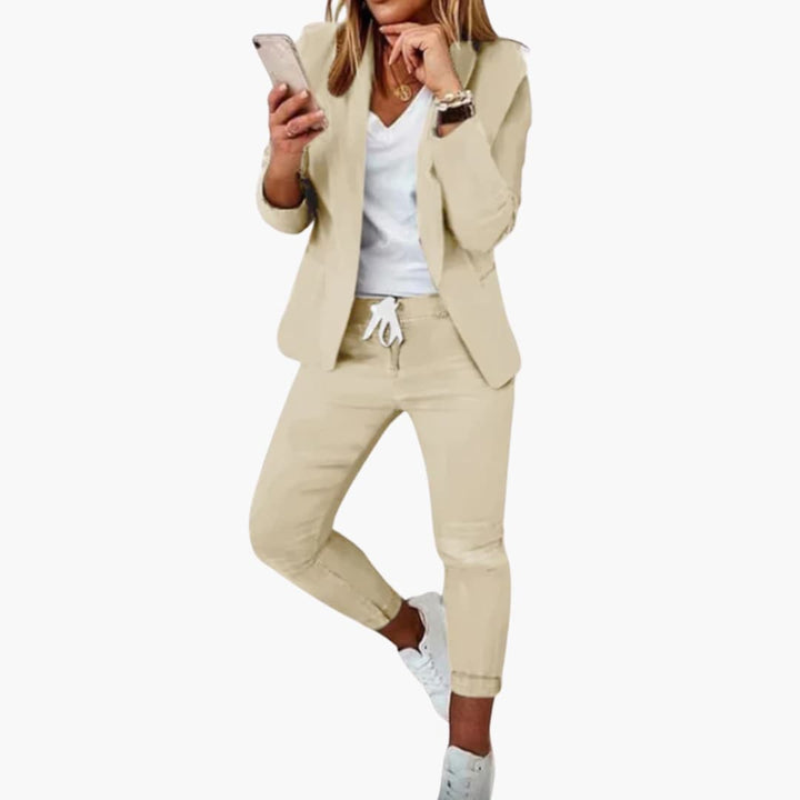 Dame Blazer Jogger Sæt | Afslappet Todelt Lounge-Dragt