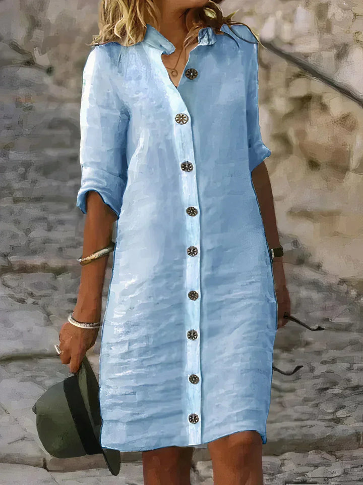 Robe midi en lin pour femme | Coupe décontractée d'été