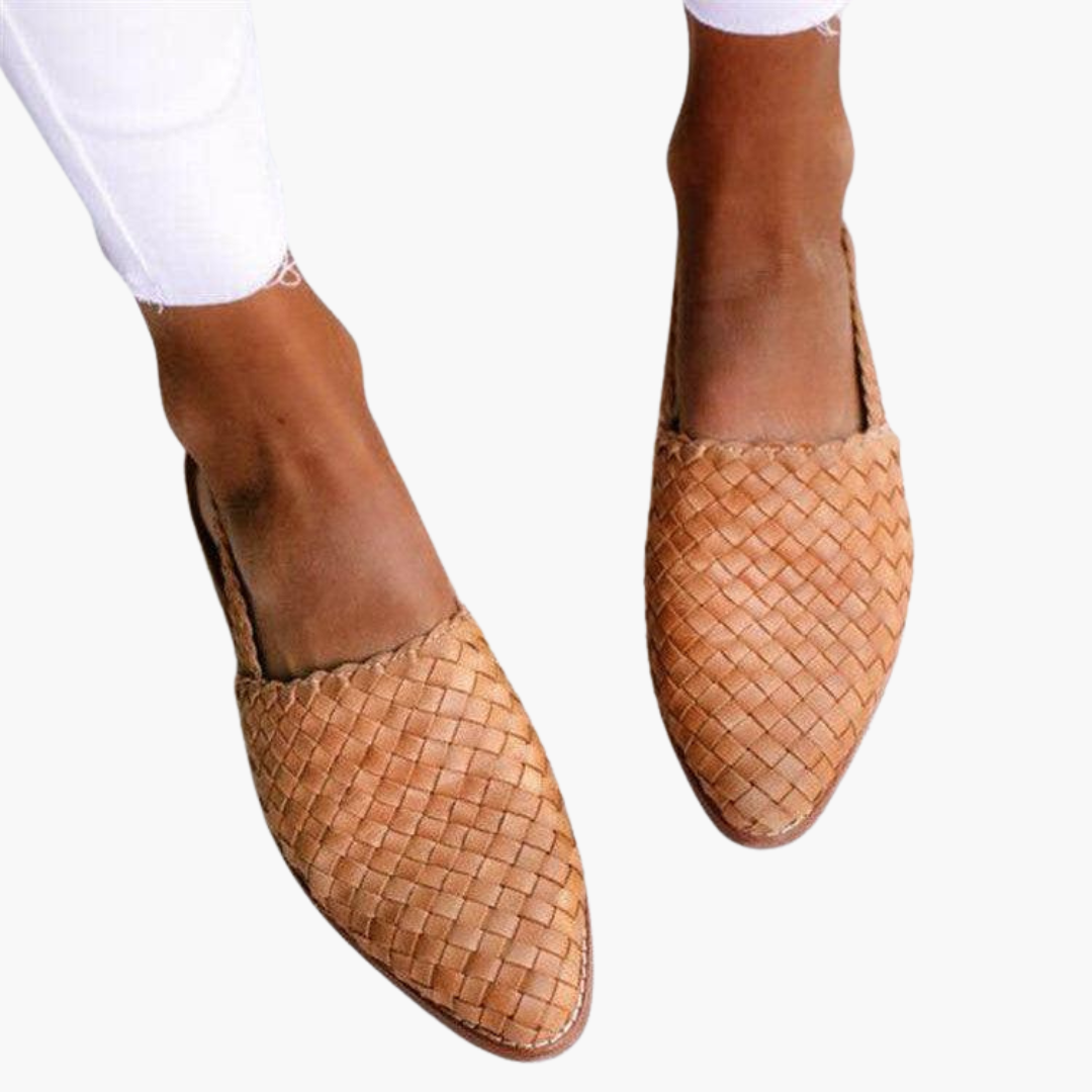 Dame Flettet Læderstil Slingbacks | Flad Sommersandaler