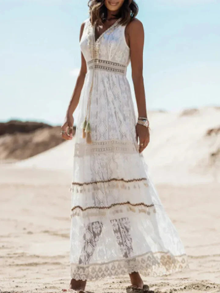 Robe maxi bohème pour femme | Style blond avec manches évasées
