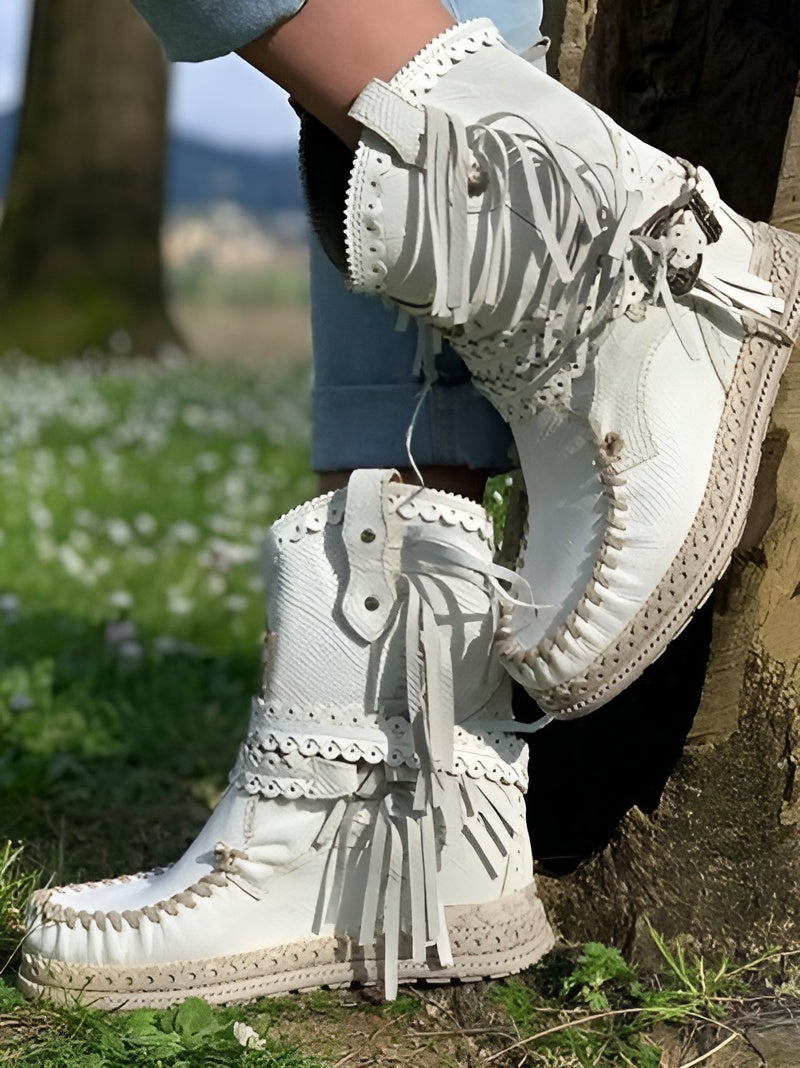 Dámské boho západní boty s třásněmi
