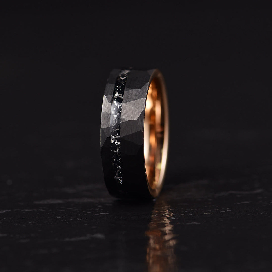 Bague en Carbure de Tungstène Tourmaline Noire 8 mm