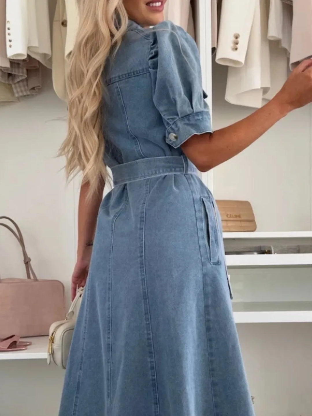 Robe maxi pour femme style denim à boutons | Coupe décontractée chic quotidienne