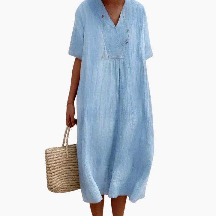 Ladies Boho V-Neck Dress | Casual Loose Summer Dress