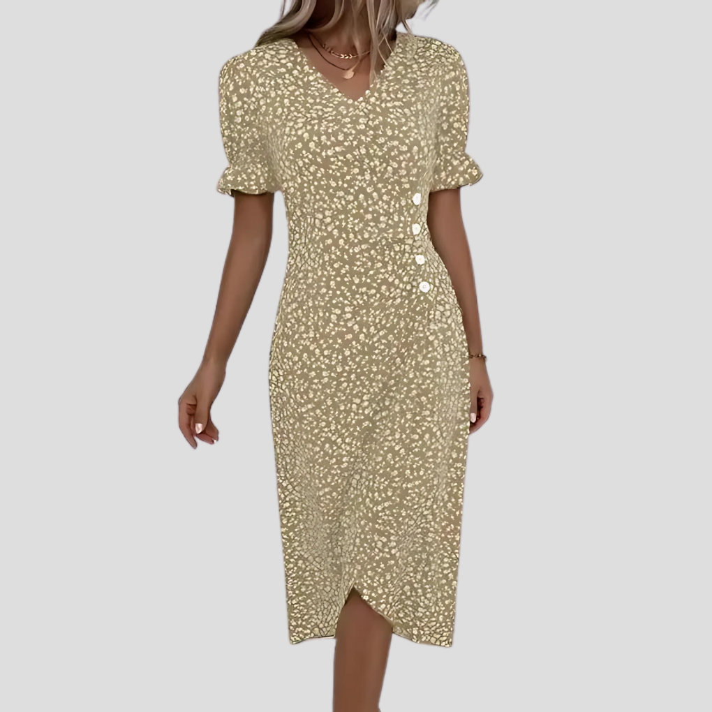 Robe midi Dame Blomster | Imprimé estival élégant