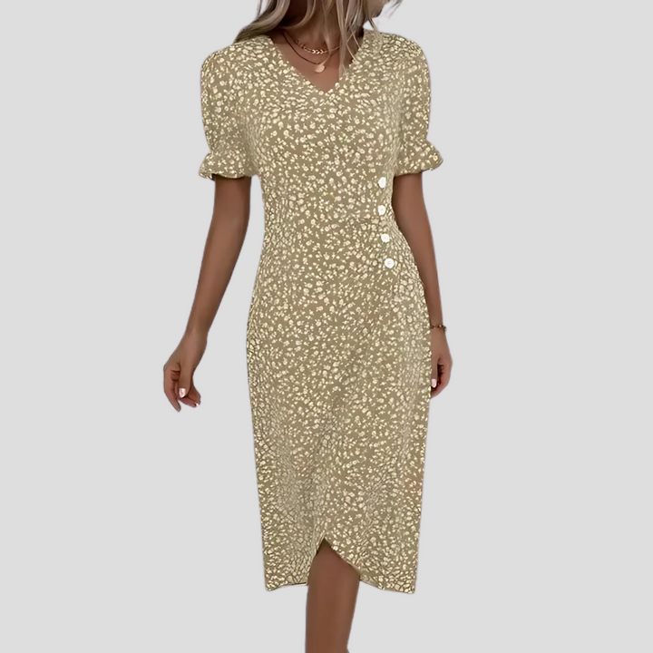 Robe midi Dame Blomster | Imprimé estival élégant