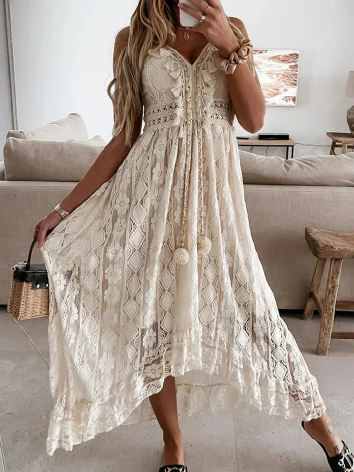 Robe maxi bohème pour femme | Style blond avec manches évasées