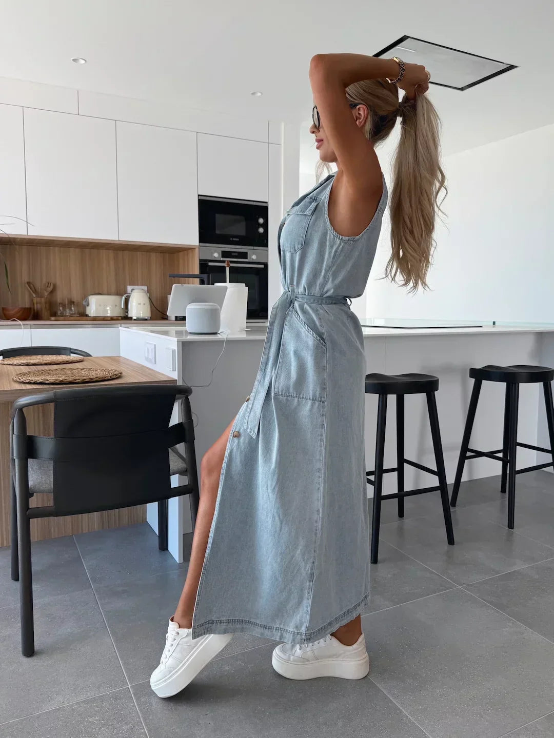 Robe maxi en denim pour femme | Garde-robe décontractée quotidienne essentielle