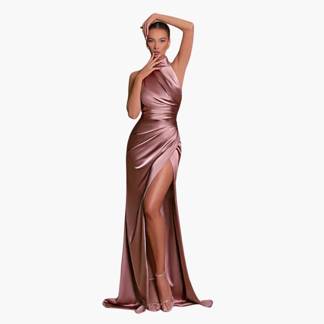 Robe de soirée style satin pour femme | Robe maxi élégante de gala